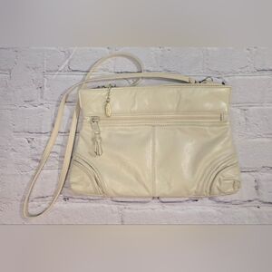 Vintage Leather Express Crossbody Clutch Shoulder Bag Purse White 80's - 90's